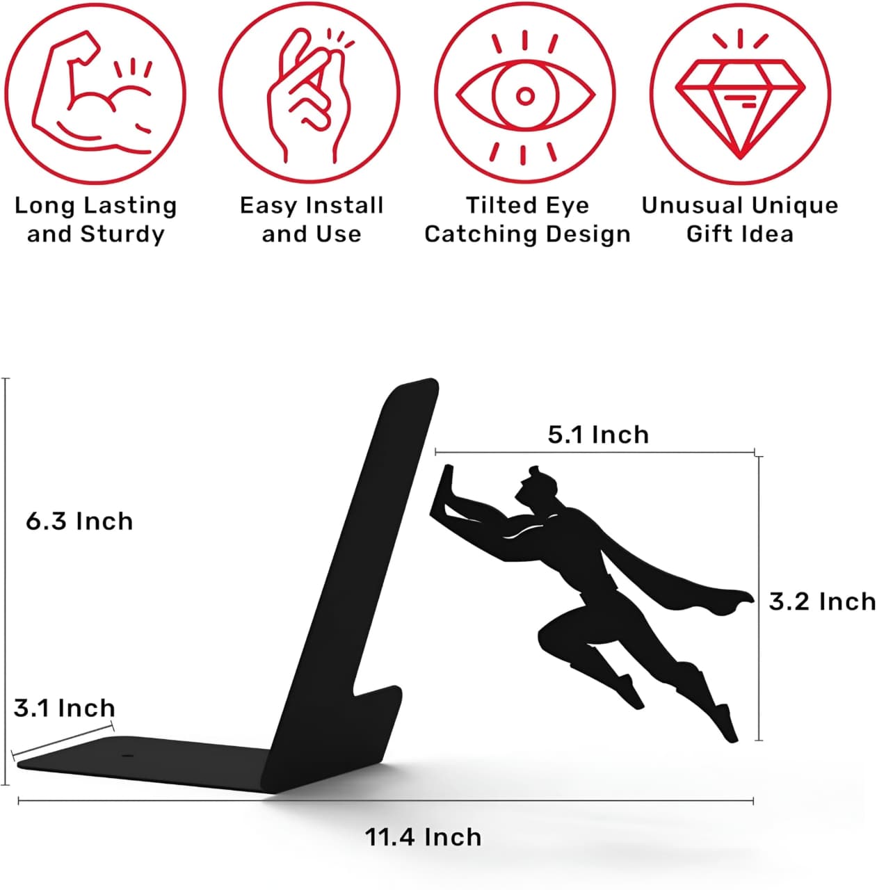 Artori Design Book Ends to Hold Books Heavy Duty - Bookend Book Holder for Home Decorative