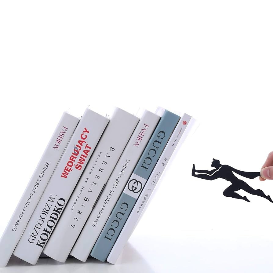 Elegant , Creative Book end Perfect for Bed Rooms, Living Room, Book Case, Study Table and Office Decor - Black Acrylic Material