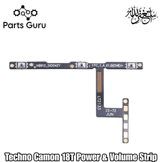 Tecno Camon 18T Power Button & Volume Button Flex || Techno Camon 18T Power Button Strip || Camon 18t volume & on off strip || Parts Guru